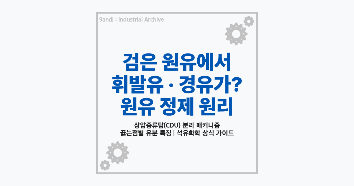 원유 상압증류탑 정제 공정과 유분별 끓는점 분리 원리